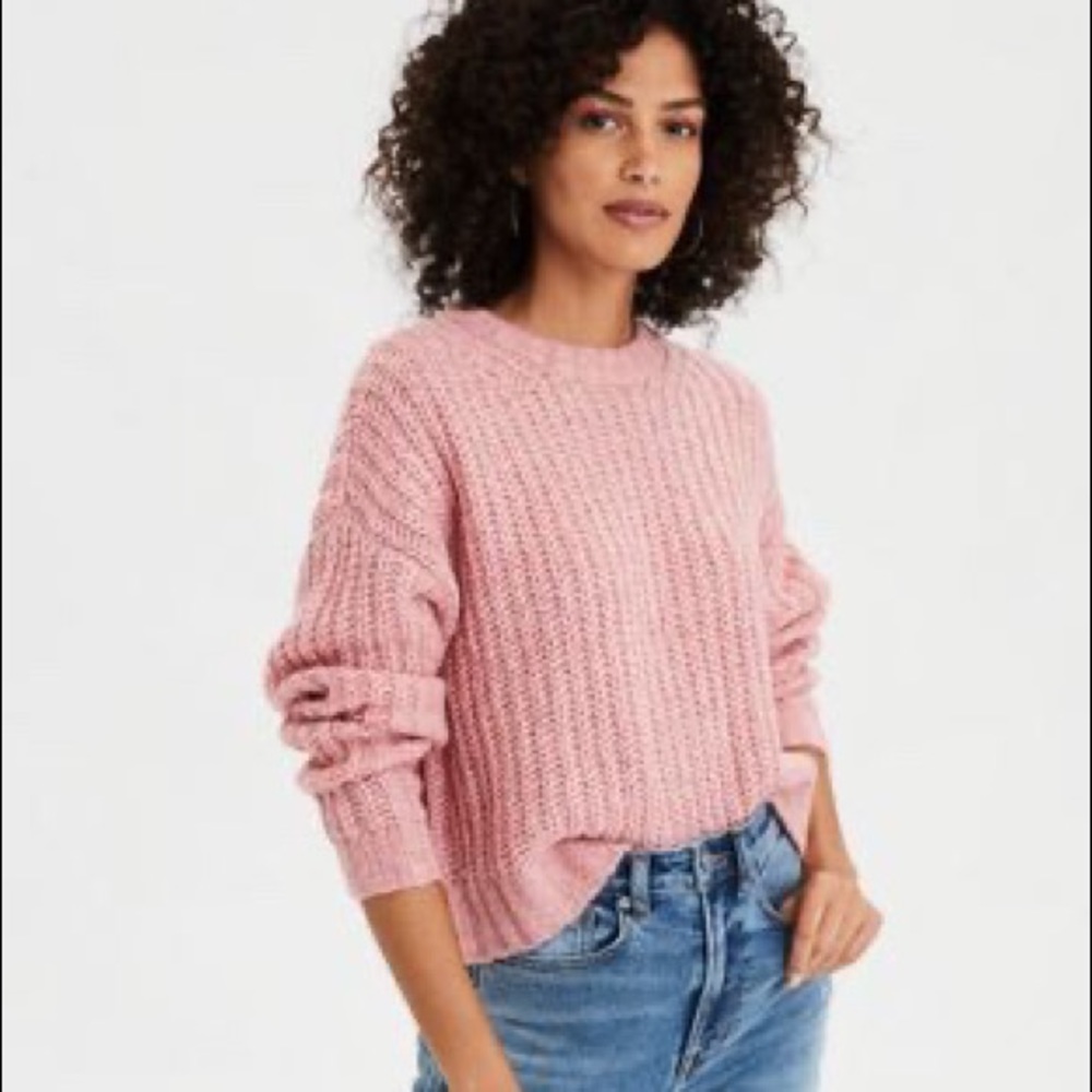 pink crewneck sweater